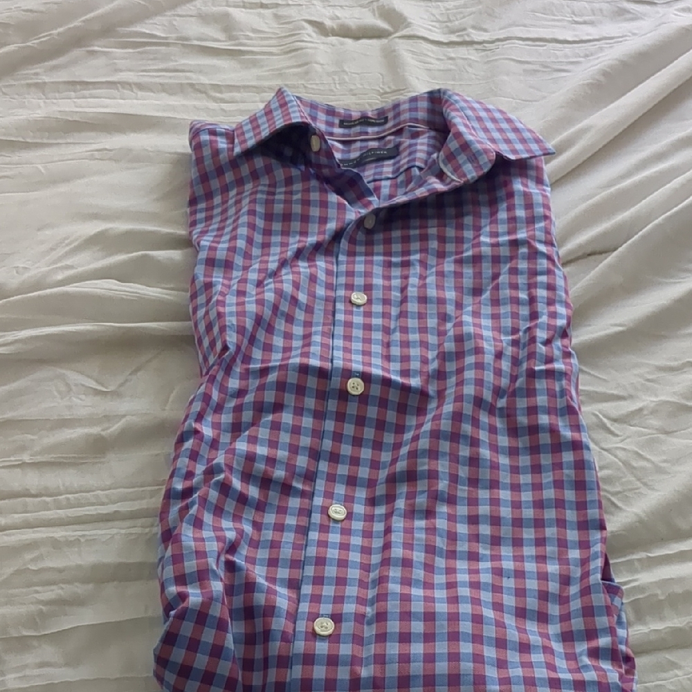 Men's Purple and Blue Checkered Shirt